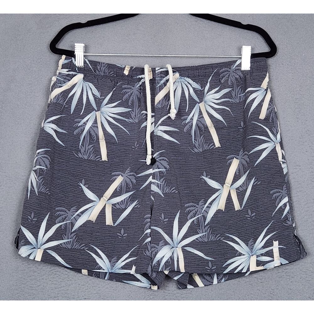 TOMMY BAHAMA Swim Shorts Mens Medium Gray Blue Palm Tree RELAX Beach Drawstring
